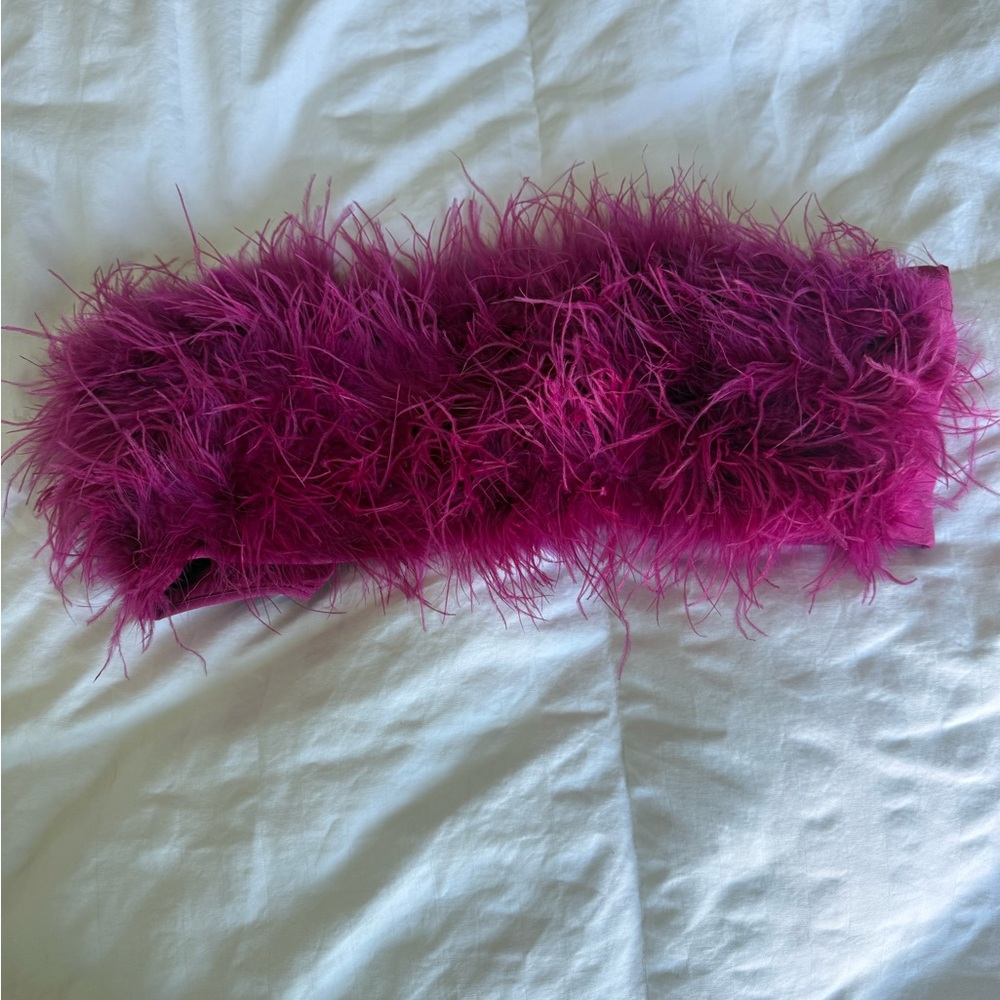 Feather Trim Headband - Fuchsia Pink